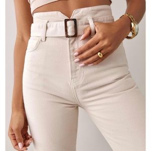 Reformation Cynthia Belted High Rise Straight Jeans size 25